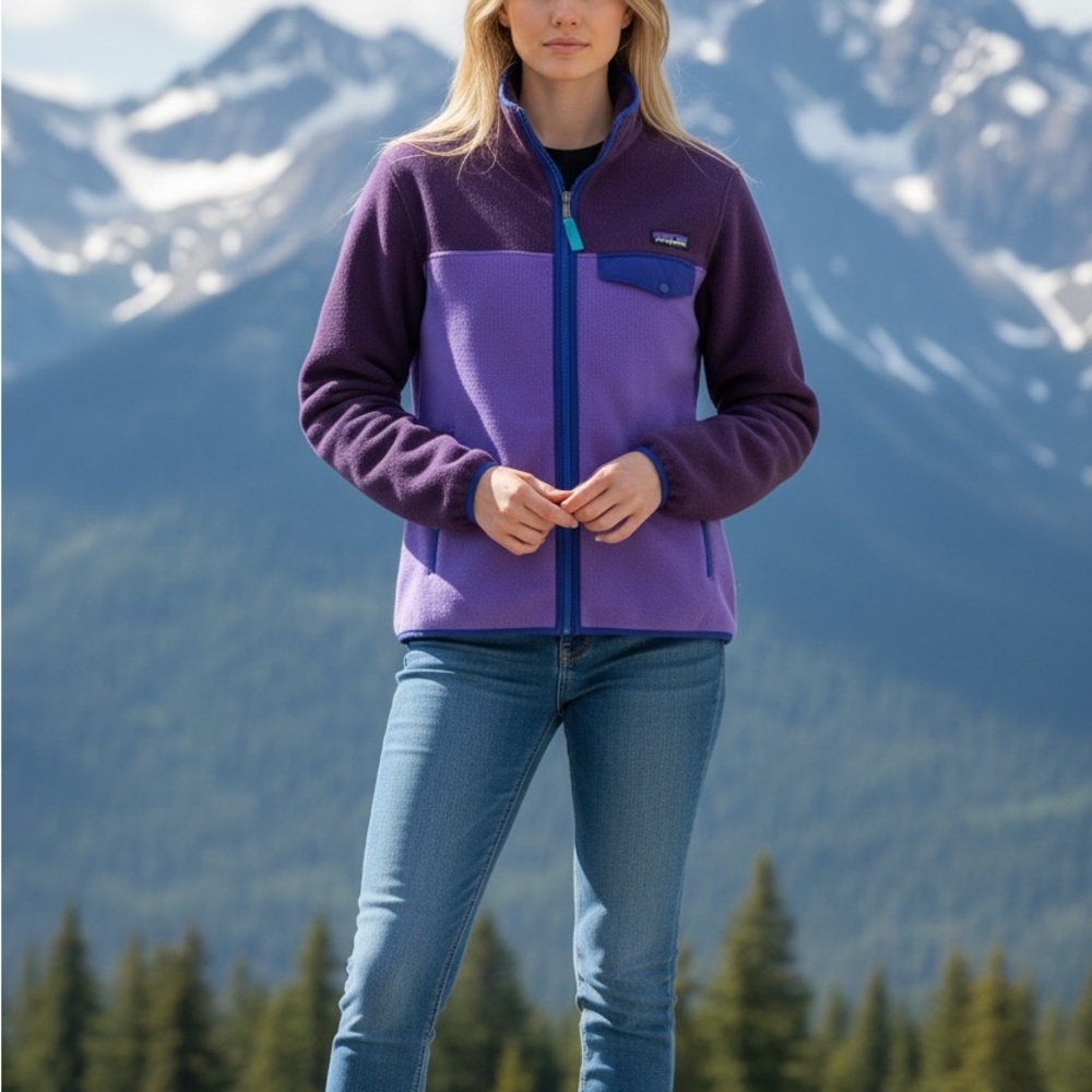 PATAGONIA full zip snap T jacke Large Synchilla Woman’s Purple